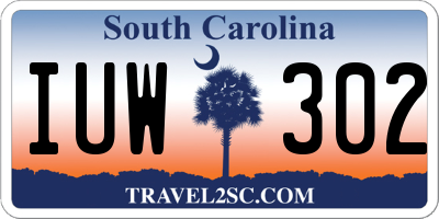 SC license plate IUW302