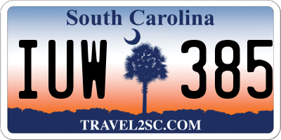 SC license plate IUW385