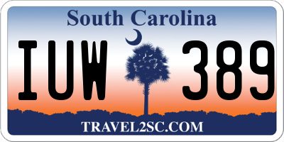 SC license plate IUW389