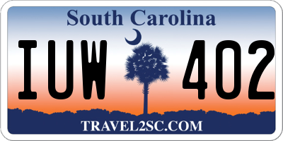 SC license plate IUW402