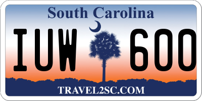 SC license plate IUW600