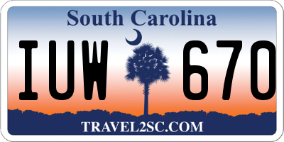 SC license plate IUW670