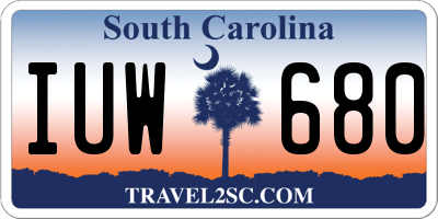 SC license plate IUW680