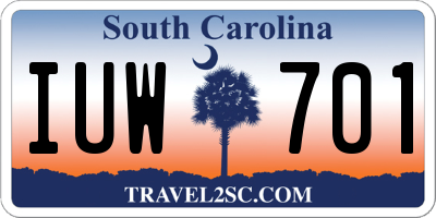 SC license plate IUW701