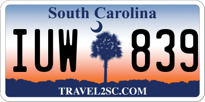 SC license plate IUW839