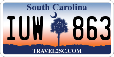 SC license plate IUW863