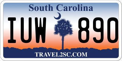 SC license plate IUW890