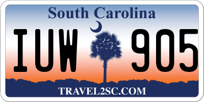 SC license plate IUW905