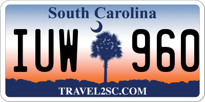 SC license plate IUW960