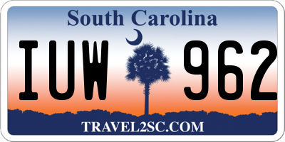 SC license plate IUW962