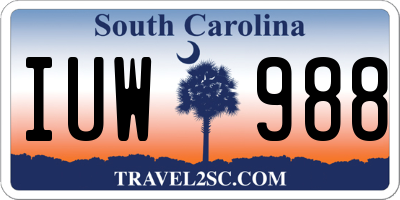 SC license plate IUW988