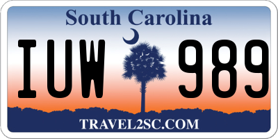 SC license plate IUW989