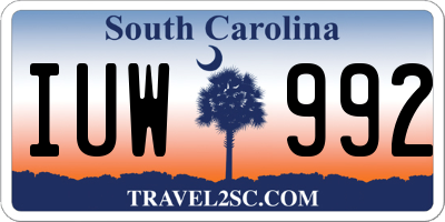 SC license plate IUW992