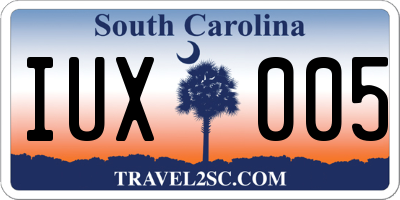 SC license plate IUX005