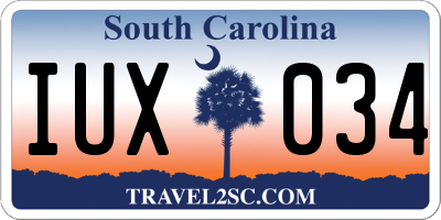 SC license plate IUX034