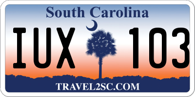SC license plate IUX103