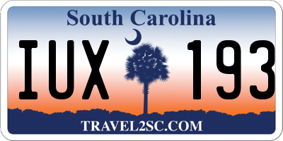SC license plate IUX193