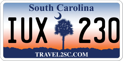 SC license plate IUX230