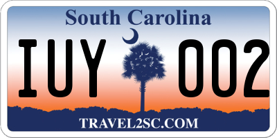 SC license plate IUY002