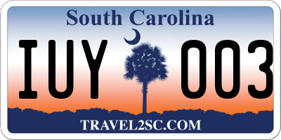 SC license plate IUY003