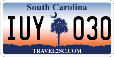 SC license plate IUY030