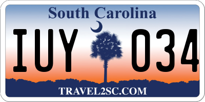SC license plate IUY034