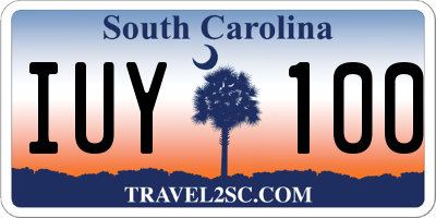 SC license plate IUY100