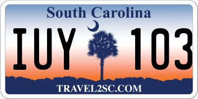 SC license plate IUY103