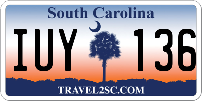 SC license plate IUY136