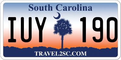 SC license plate IUY190