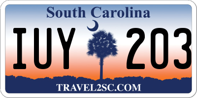 SC license plate IUY203