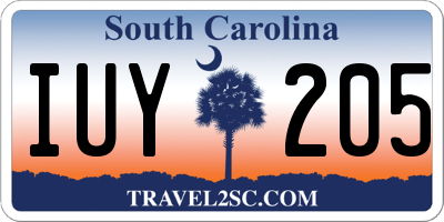 SC license plate IUY205