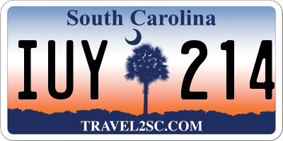 SC license plate IUY214