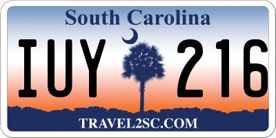SC license plate IUY216