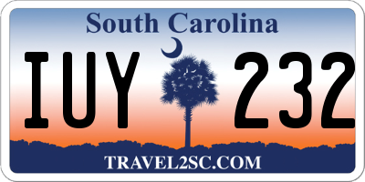SC license plate IUY232