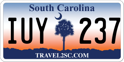 SC license plate IUY237