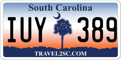 SC license plate IUY389