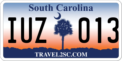 SC license plate IUZ013