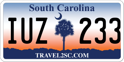 SC license plate IUZ233