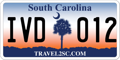 SC license plate IVD012
