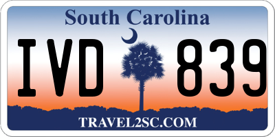SC license plate IVD839