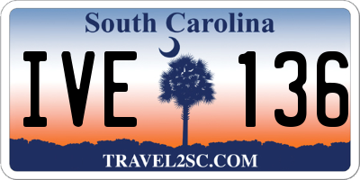 SC license plate IVE136