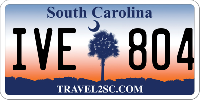 SC license plate IVE804