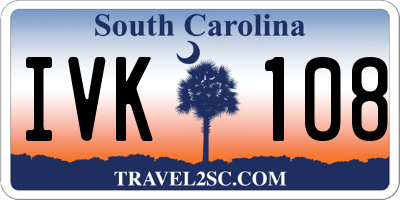 SC license plate IVK108
