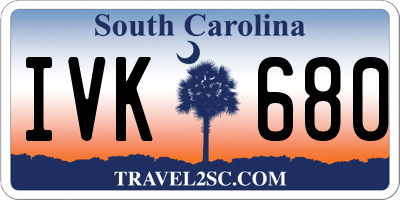 SC license plate IVK680