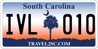 SC license plate IVL010