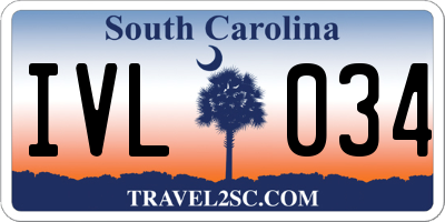 SC license plate IVL034
