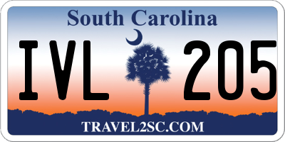 SC license plate IVL205