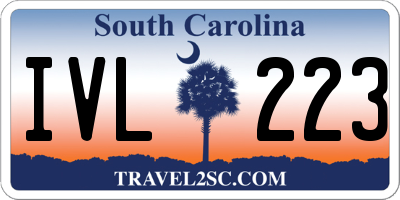 SC license plate IVL223