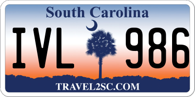 SC license plate IVL986